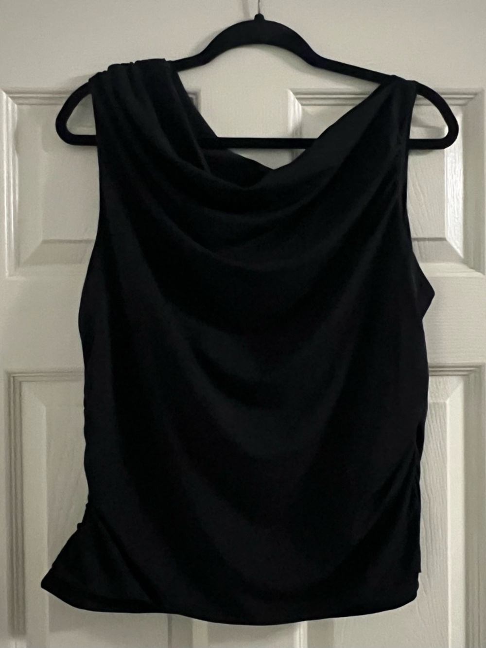 INC- Romantic Fash- Black Draped Cowl Neck Sleeveless Top